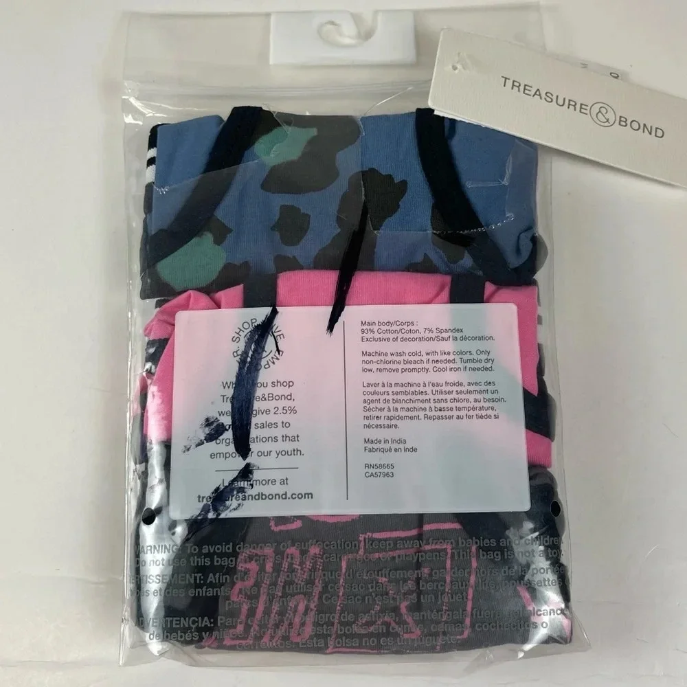 NEW Treasure & Bond 3 Pack Underwear Girls 10/12 Multicolor Short Cotton Blend